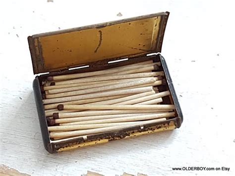 vintage metal match box|old fashioned matches.